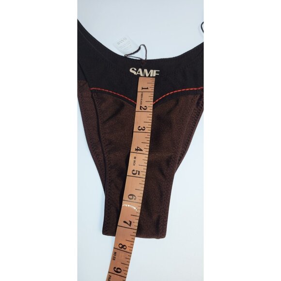 SAME Los Angeles Bottom Swim  Womens Western 90s Size Medimu Brown Faux Suede - Picture 6 of 8